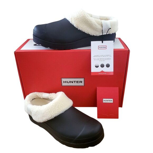 Hunter 8 Women Play Insulated Sherpa Clogs Waterproof Rubber Slip-on Winter Shoe - Picture 3 of 16
